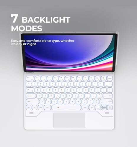 Dexnor غطاء Dexnor لجهاز Samsung Galaxy Tab S10+ / S9+ / S8+ / S7+ مع لوحة مفاتيح، قاعدة مغناطيسية عائمة بزاوية 12.4 بوصة، لوحة تتبع متعددة اللمس، حامل قلم S - أبيض - Image 4