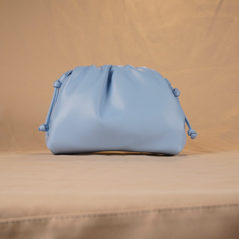 Soft Leather Cloud Bag Women'S Style Simple Clutch Bag Evening Bag Solid Color Textive Shoulder Crossbody Bag Clip Bag - Image 1