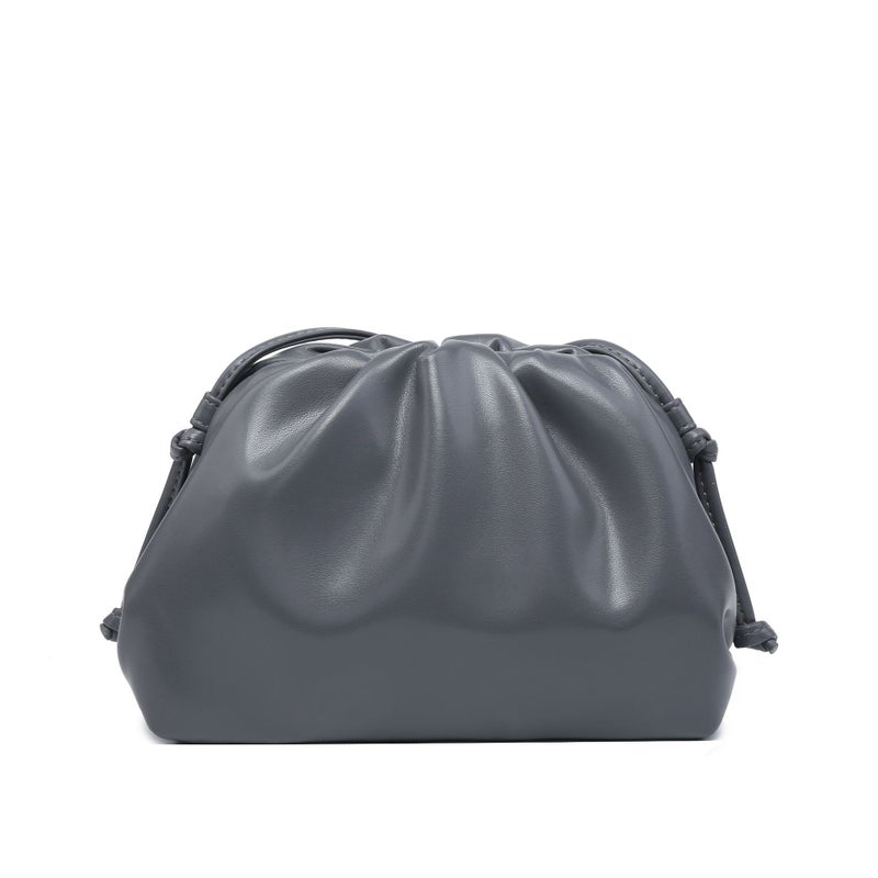 Soft Leather Cloud Bag Women'S Style Simple Clutch Bag Evening Bag Solid Color Textive Shoulder Crossbody Bag Clip Bag - Image 4