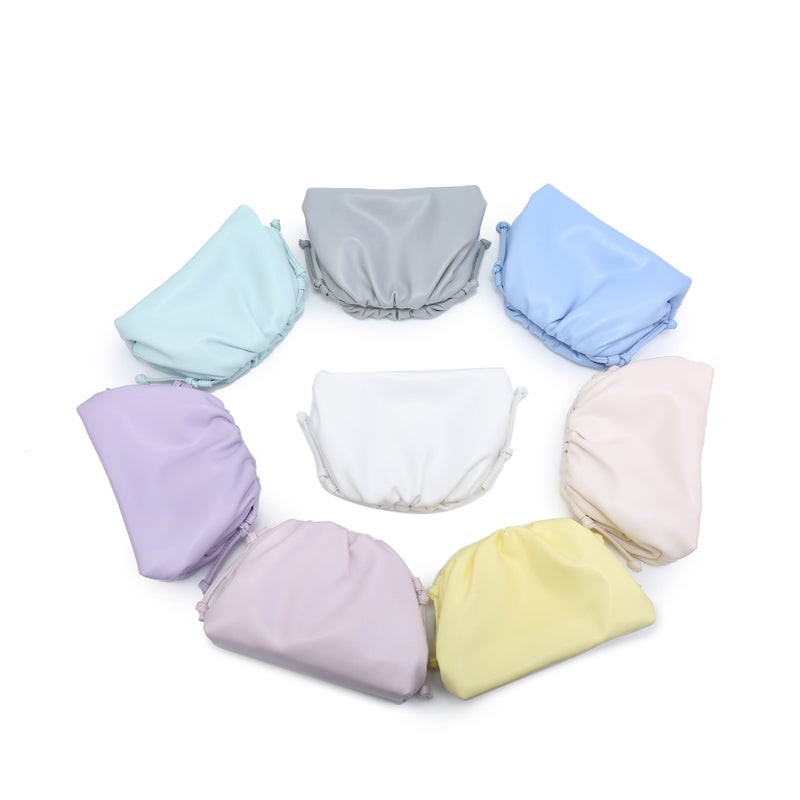 Soft Leather Cloud Bag Women'S Style Simple Clutch Bag Evening Bag Solid Color Textive Shoulder Crossbody Bag Clip Bag - Image 5
