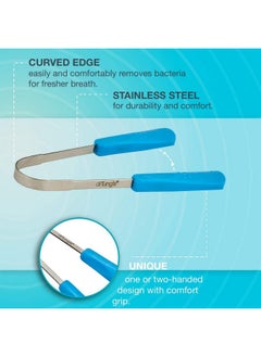 drTung's Drtung’S Stainless Steel Metal Tongue Scraper - Tongue Cleaner For Adults, Kids, Helps Freshen Breath, Easy To Use Comfort Grip Handle, Comes With Fabric Travel Pouch - 1 Pack  - Image 2