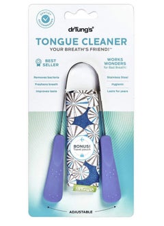 drTung's Drtung’S Stainless Steel Metal Tongue Scraper - Tongue Cleaner For Adults, Kids, Helps Freshen Breath, Easy To Use Comfort Grip Handle, Comes With Fabric Travel Pouch - 1 Pack  - Image 1