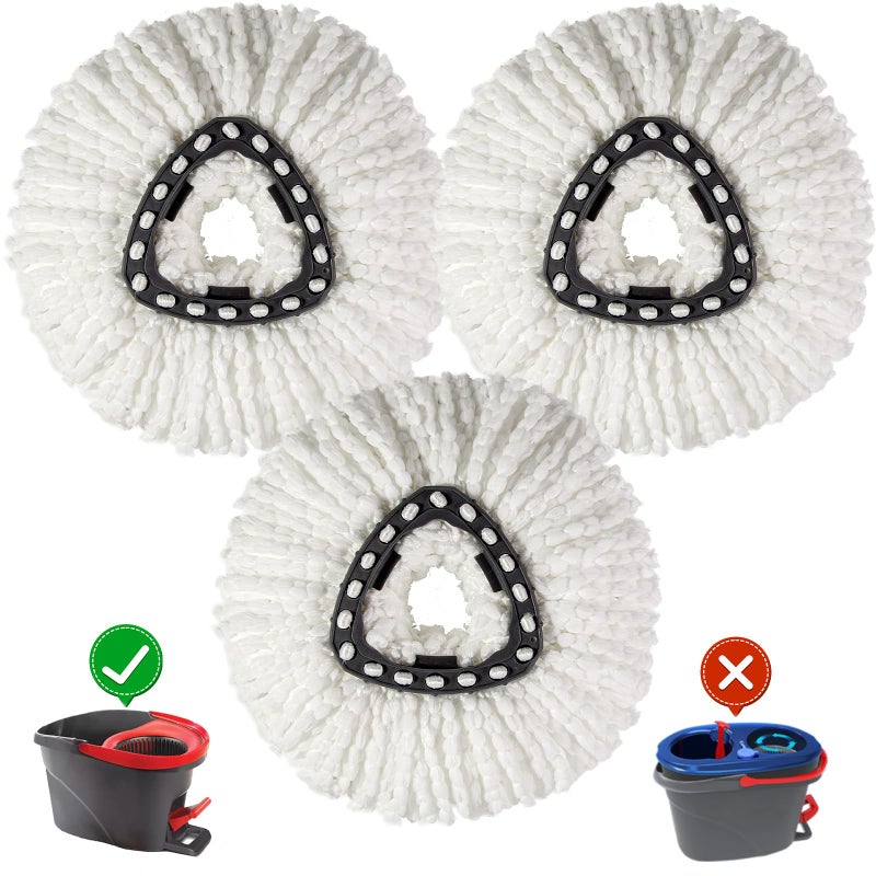 FunCee 3 Pack Mop Replace Heads Mop Refill Heads Replacements Compatible with O Cedar Spin Mop 1Tank System Easy to Replace Microfiber Machine Washable