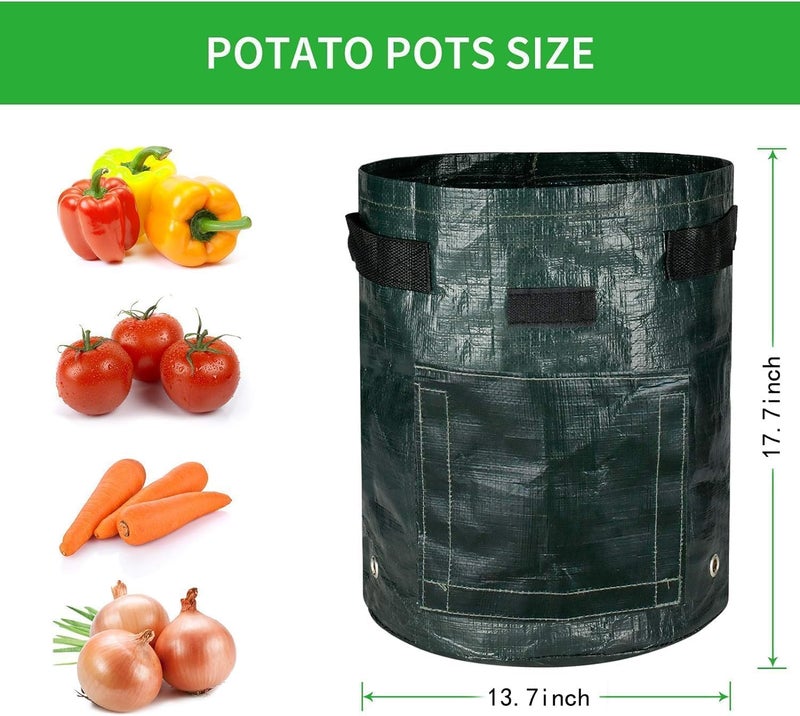 iPower أكياس زراعة PE سعة 10 جالون 4 عبوات مع غطاء من iPower، أوعية قماش غير منسوجة للزراعة في الحدائق مع مقبض معزز، وعاء زراعة ثقيل الوزن مع تهوية للطماطم والفواكه والخضروات والزهور - Image 2