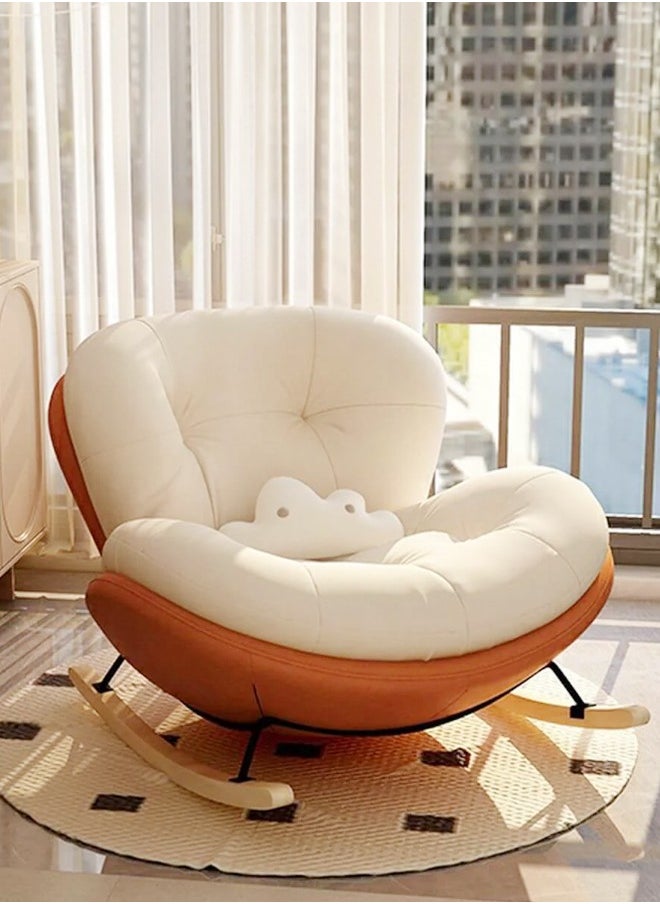 fashionhome Set of 2 Modern Upholstered Recliner High Back Ergonomic Comfy Rocking Chair with Footrest Patio Rocking Chair Couch Lounge Single Sofa Chair for Balcony Outdoor Chair Contemporary Accent Chair Leisure Chair for Living Room 90x100x75 and 40x30x20 cm (Fully Assembled)  - Image 2