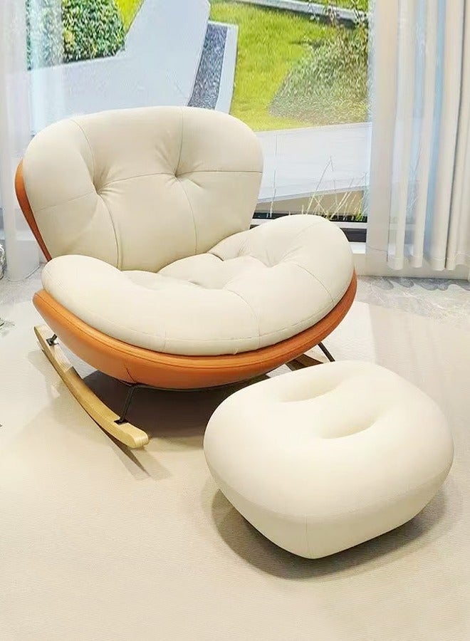 fashionhome Set of 2 Modern Upholstered Recliner High Back Ergonomic Comfy Rocking Chair with Footrest Patio Rocking Chair Couch Lounge Single Sofa Chair for Balcony Outdoor Chair Contemporary Accent Chair Leisure Chair for Living Room 90x100x75 and 40x30x20 cm (Fully Assembled) - Image 5