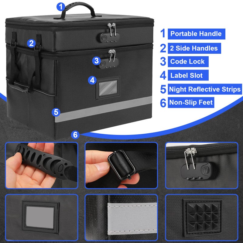 EXLIFBAG 2 Layer File Box with Lock, Portable Document Organizer Box with Handle, Fireproof File Box for Home Office, Legal File Organizer Storage - Image 2
