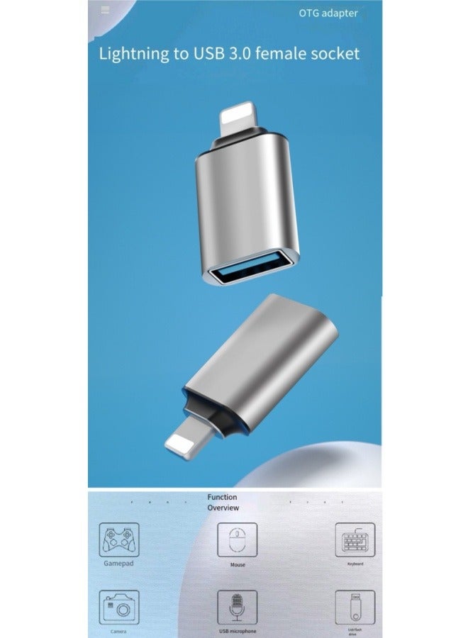 Applicable Apple Cell Phone OTG Adapter Lightning Conversion Card Reader USB3.0 Microphone U Disk Sound Card