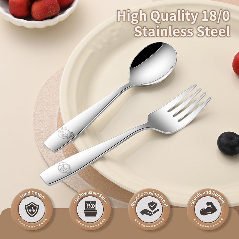 DEHOV Toddler Eating Utensils Set,Set Of 12 Food Grade Stainless Steel Silverware Sets For Kids,Dishwasher Safe Children Small Metal Spoons And Forks Flatware Sets - Image 4