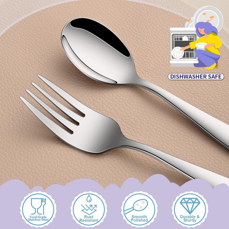 DEHOV Toddler Eating Utensils Set,Set Of 12 Food Grade Stainless Steel Silverware Sets For Kids,Dishwasher Safe Children Small Metal Spoons And Forks Flatware Sets - Image 5