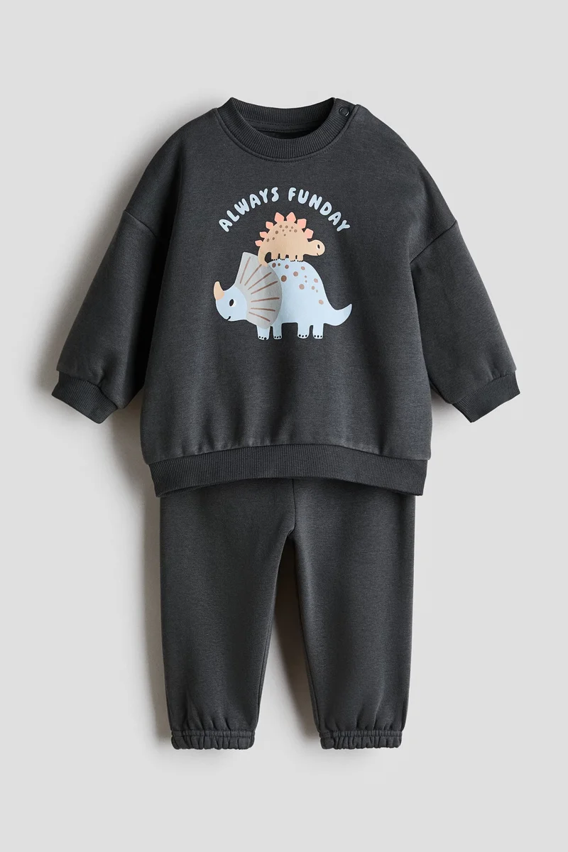 H&M 2-piece printed sweatshirt set