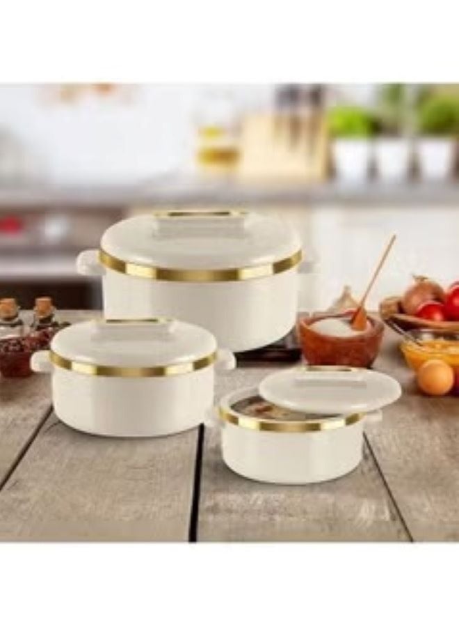 Milton Set of 3 Inner Stainless Steel Hotpot 1000 ml, 1500 ml, 2500 ml Beige/Gold - Image 2