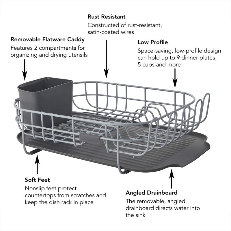 KitchenAid Low Profile Carbon Steel Dishrack, one size, Charcoal - Image 4