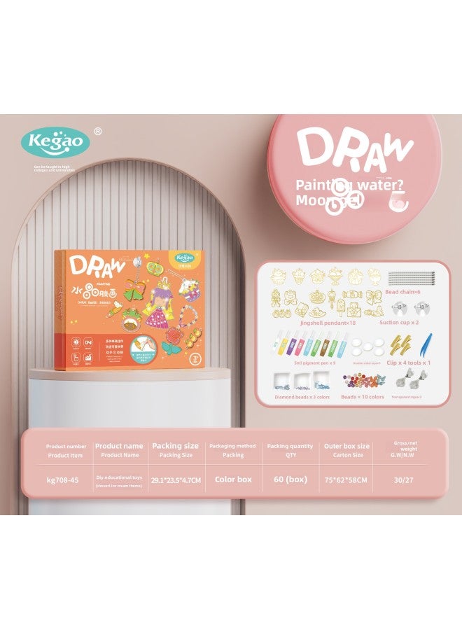Children's Baking-free Painting Ice Glue DIY Handmade Graffiti Toy Goka Three-dimensional Crystal Painting Keychain Bracelet Necklace-Color:Ice Cream Cute Pet-18 Single Piece (can Be Used As Hairpin + Necklace Bracelet + Keychain)  - Image 1