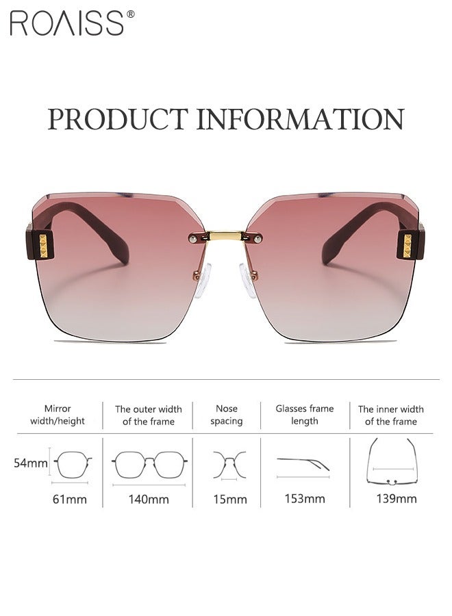 roaiss Women's Square Sunglasses, UV400 Protection Sun Glasses with Fashion Temples, Elegant Sun Shades for Women with Glasses Case, 61mm - Image 3