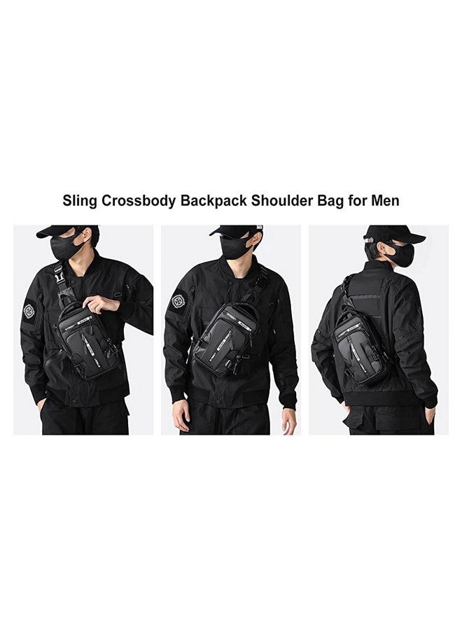 13 SOEME Anti Theft Waterproof Unisex Sling Bag, USB Charging Port Side Backpack With Multifunctional Use for Travel, Hiking, Camping, Daily Crossbody Chest Bags for Men & Women (Grey & Black) - Image 3