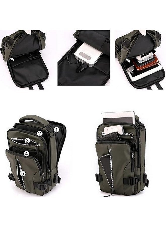 13 SOEME Anti Theft Waterproof Unisex Sling Bag, USB Charging Port Side Backpack With Multifunctional Use for Travel, Hiking, Camping, Daily Crossbody Chest Bags for Men & Women (Grey & Black) - Image 5