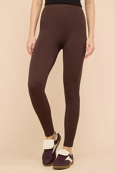 أر أند بي Solid Leggings with Elastic Waist