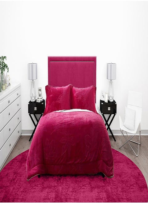 Alia Blanket- Color:Fuchsia 2 layers sherpa face and soft plush face-220*240 + 2 pillowcases 50*70.