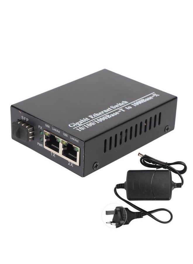Thoraya TLG-G312 Photoelectric Converter Gigabit SFP to RJ45 Fiber Media Converter Fiber Transceiver Gigabit 1 Optical Port 2 Electrical Ports Multi-function Compatibility RJ-45 Port British Standard  - Image 1