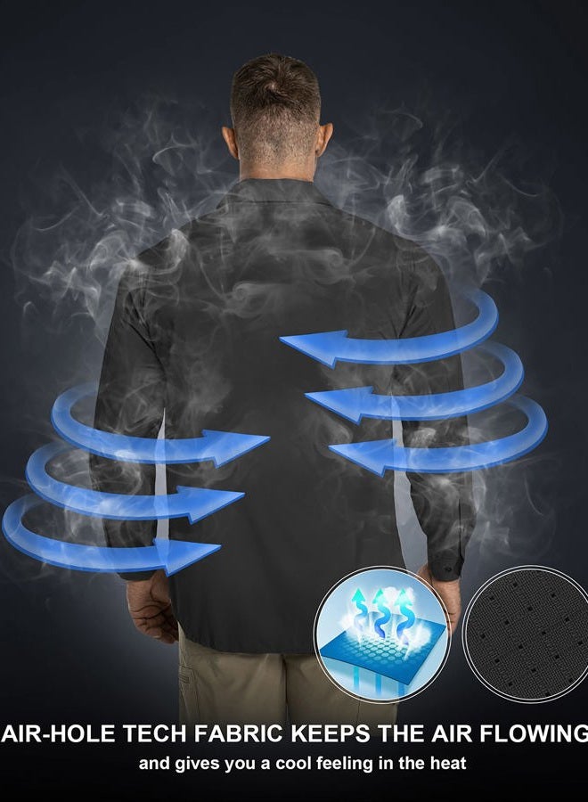 33,000ft Men's Long Sleeve Sun Protection Shirt UPF 50+ UV Quick Dry Cooling Fishing Shirts for Travel Safari Camping Hiking, Black, M - Image 2