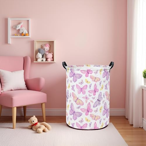 LATOGHIVE Baby Laundry Hamper kids laundry Basket Waterproof Storage Bin for Bedroom Toy Clothes Organizer Basket Woodland Animals Room Décor(Pink Butterfly) - Image 4