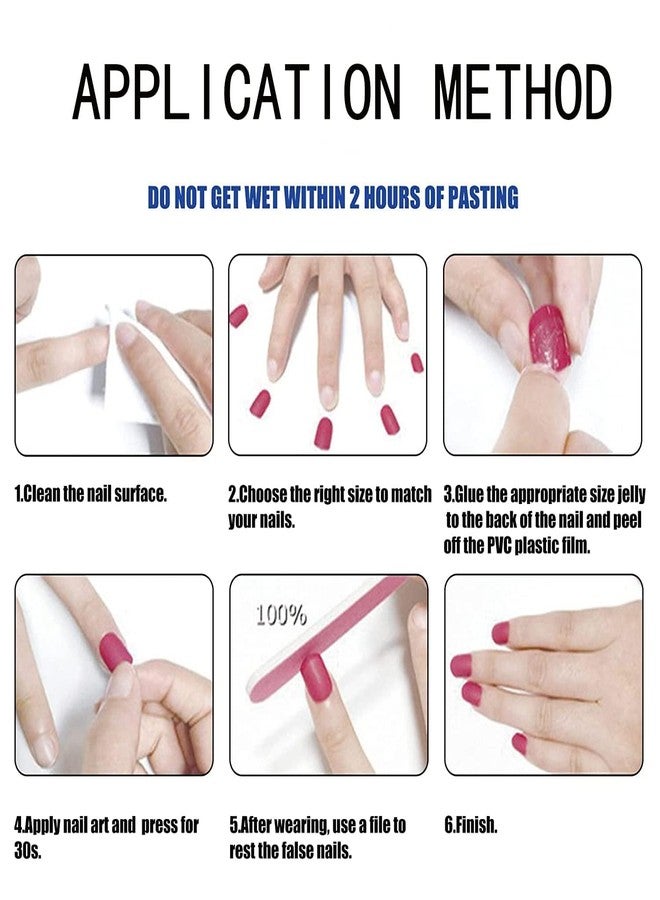 HJKDSFD Light Color Press on Nails Short Square Butterfly Fake Nails Blue Stick on Nails Glossy False Nails Cute Summer Acrylic Reusable Artificial Nails for Women DIY Glue on Nails 24pcs - Image 5