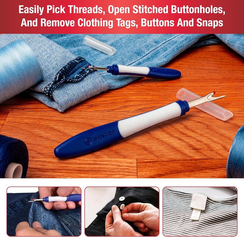 SINGER Comfort Grip Seam Ripper, Blue/White 2 Piece - Image 3