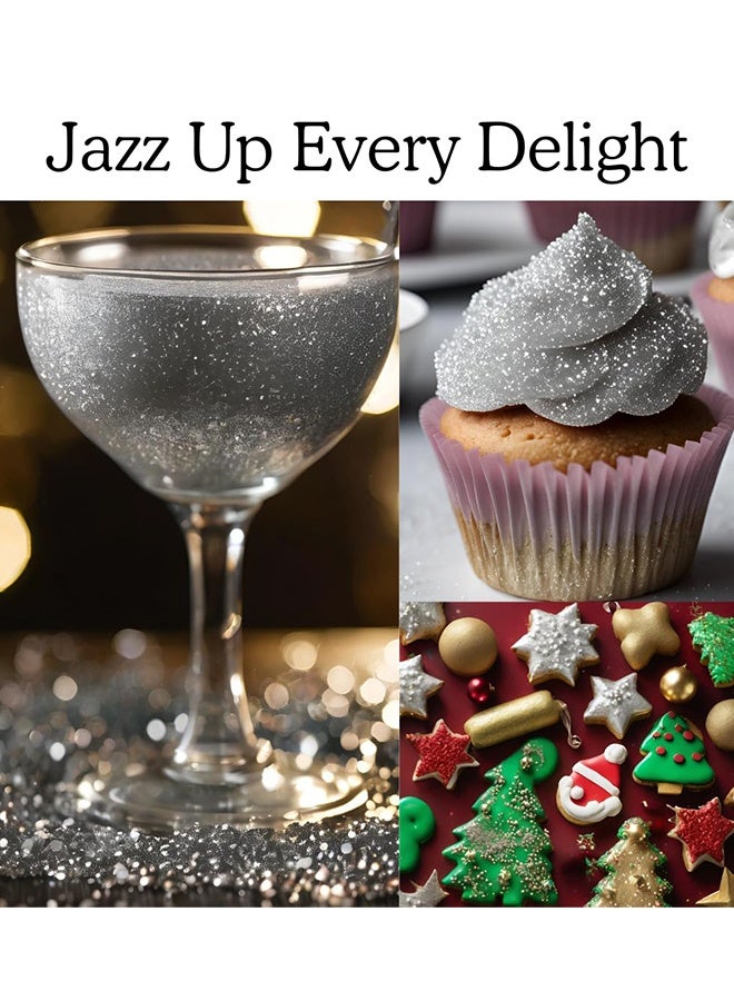 مسحوق لامع للأكل، 1.5 غرام مسحوق الخبز الزخرف كعكة الطبقة الغذائية مسحوق المعدن فلاش مسحوق التلوين الطعام الخبز، حلوى، العلكة، الشوكولاته، الحلوى، المشروبات، الكوكيز - الرمادي الداكن - Image 3