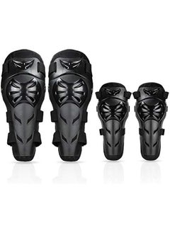 Knee Pads Elbow Pads 4Pcs - 2 in 1 Protective Elbow Guard/Knee and Shin Guards, Motorcycle Gear Set with Adjustable Knee Cap Pads Protector for Motocross ATV Skating
