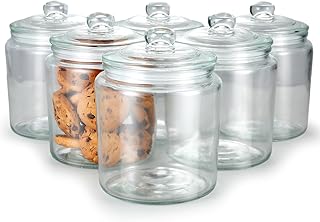 Layhit 6 Pcs Glass Jars 30 oz Candy Jar with Lid Glass Containers with Lids Candy Buffet Containers Set Glass Cookie - Image 1
