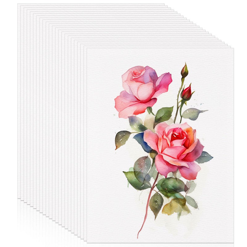 Prudiut 60 Sheets Watercolor Paper 8.5 x 11, 140 lb/300 GSM Cold Press Watercolor Paper Bulk White Water Color Paper for Kids Child Students Adults Artists Watercolor Drawing - Image 1