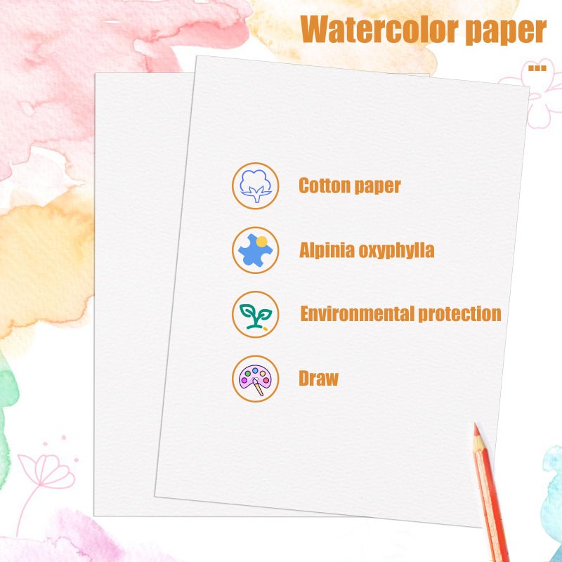 Prudiut 60 Sheets Watercolor Paper 8.5 x 11, 140 lb/300 GSM Cold Press Watercolor Paper Bulk White Water Color Paper for Kids Child Students Adults Artists Watercolor Drawing - Image 3