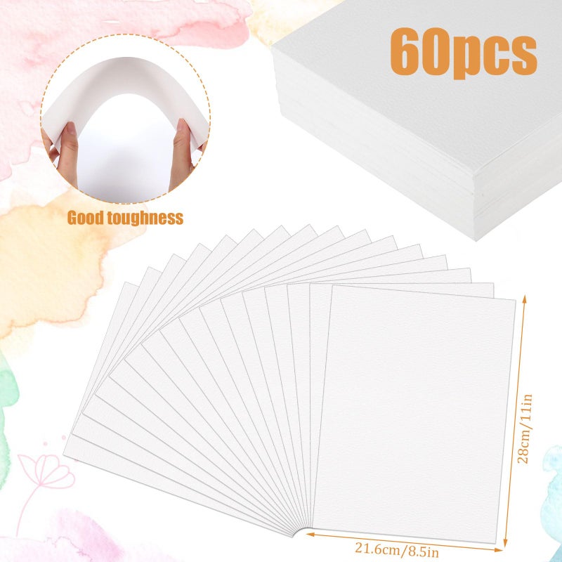 Prudiut 60 Sheets Watercolor Paper 8.5 x 11, 140 lb/300 GSM Cold Press Watercolor Paper Bulk White Water Color Paper for Kids Child Students Adults Artists Watercolor Drawing - Image 2