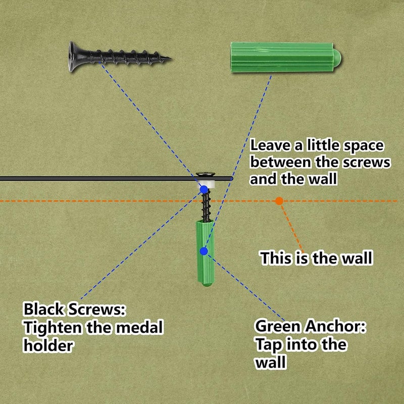 CREATCABIN حامل ميداليات كرة السلة من CREATCABIN، حامل ميداليات، رف عرض، جوائز معلقة، مثبت على الحائط، ديكور غرفة بتصميم 3 خطوط يحمل 60 ميدالية، هدية لرياضيي كرة السلة، الفائز في سباق المنافسة 114x51 بوصة - Image 5
