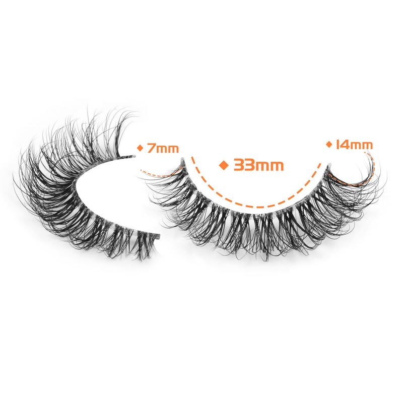JIMIRE Demi-wispies Faux Mink Eyelashes with Clear Band Russian Strip Lashes Fluffy Natural Look Wispy Light 13MM Short False Eyelashes Invisible Small 3D Fake Lashs Pack 7 Pairs - Image 3
