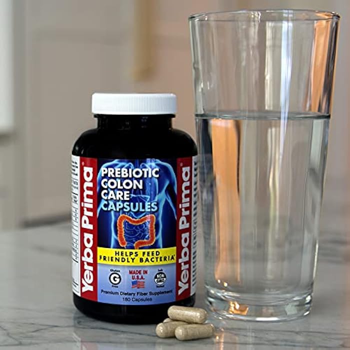 Yerba Prima Prebiotic Colon Care Capsules - 180 Count (Pack of 2), Gluten Free, Proudly Made in The USA, Non-GMO, Soluble & Insoluble Fiber, Supports A Healthy Functioning Colon - Image 5