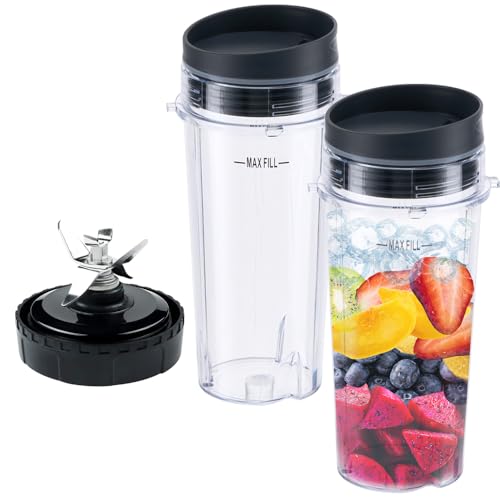 ABTER Replacement 6-Fin Male Blade and 16oz Cups for Nutri Ninja Blender,Only for BL660 BL663 BL740 BL770 BL771 BL772 BL773 BL780 (5-pack) - Image 1