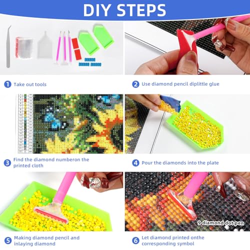 DKHDBD Diamond Painting Kits for Adults, 12x16 Inch DIY Paint by Numbers for Adults Beginner, DIY Full Drill Diamond Dots Paintings Picture Arts Craft for Home Wall Art Decor (Blue Butterfly) - Image 5