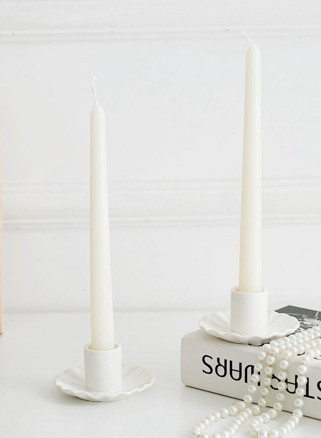 VIRFONOR Ceramic Taper Candle Holders,Vintage Candlestick Holder Centerpieces for Home Wedding Decoration, Housewarming Gifts,Pack of 2 (Round B Style) - Image 1