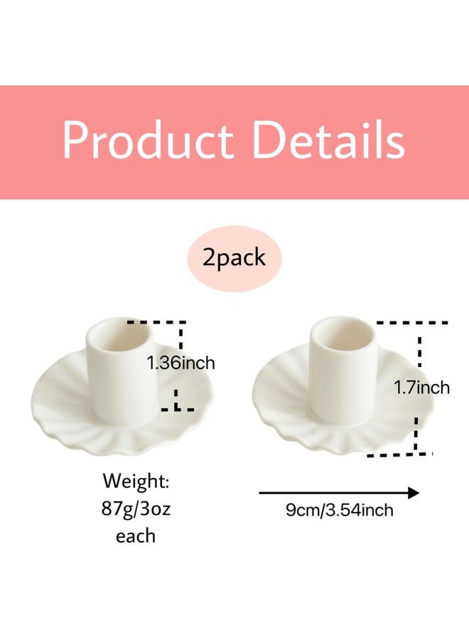 VIRFONOR Ceramic Taper Candle Holders,Vintage Candlestick Holder Centerpieces for Home Wedding Decoration, Housewarming Gifts,Pack of 2 (Round B Style) - Image 5