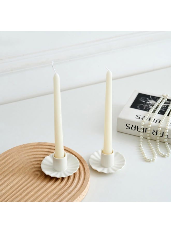 VIRFONOR Ceramic Taper Candle Holders,Vintage Candlestick Holder Centerpieces for Home Wedding Decoration, Housewarming Gifts,Pack of 2 (Round B Style) - Image 3