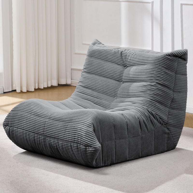 Hobestluk Bean Bag Chairs for Adults Giant Bean Bag Chair Memory Foam BeanBag Chair Bean Bag Sofa with Filler Faux Fur Fireside Beanbags Lazy Sofa for Living Room Bedroom Office (Grey Corduroy, Single) - Image 1