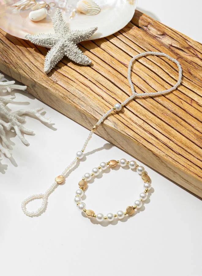 Take Two  Set of 2 - Pearl Beaded Anklet for Women | Best Price UAE