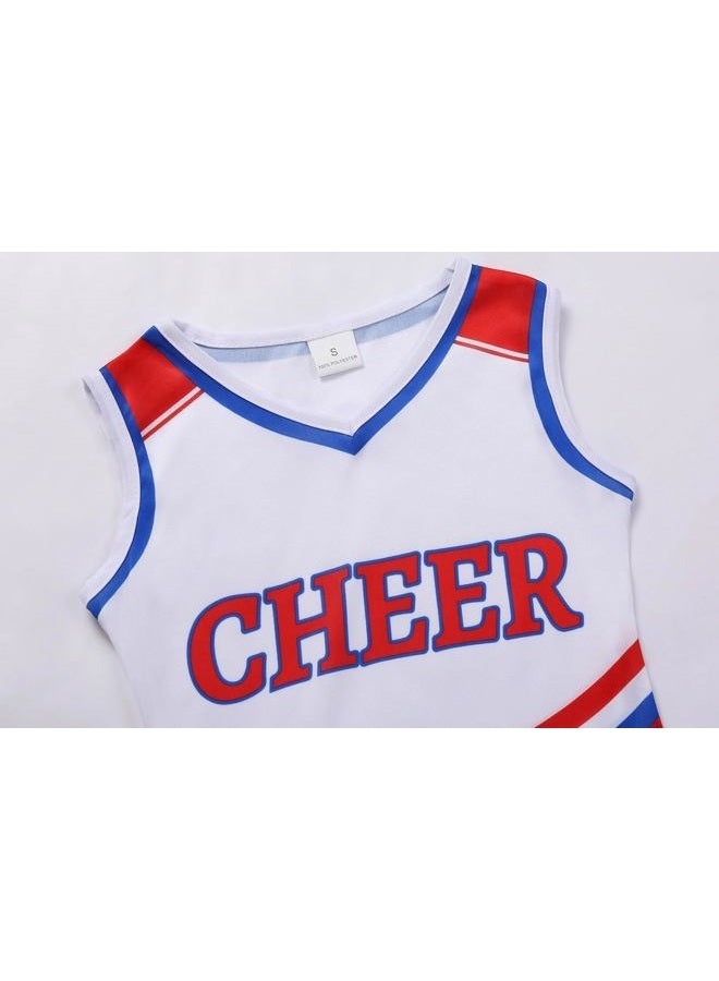 Costumerry Cheerleader Costume for Girls Cheerleading Outfit with Pom Poms Halloween Party Dress Up (8-9 Years) - Image 4