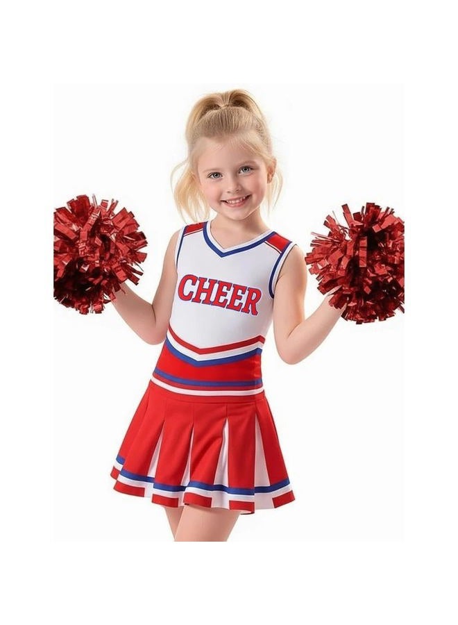 Costumerry Cheerleader Costume for Girls Cheerleading Outfit with Pom Poms Halloween Party Dress Up (8-9 Years) - Image 1