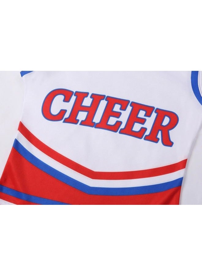 Costumerry Cheerleader Costume for Girls Cheerleading Outfit with Pom Poms Halloween Party Dress Up (8-9 Years) - Image 5