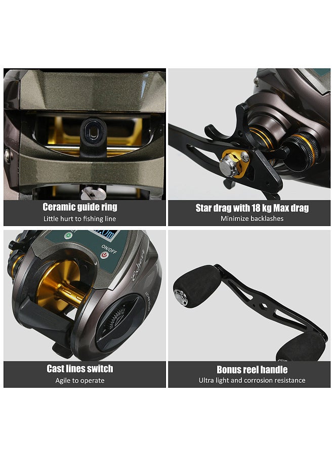 EXBERT - USB Rechargeable Carbon Fiber Baitcasting Reel 9+1BB Fishing Reel with Display High Speed 6.4: 1 Gear Ratio Magnetic Brake   System Baitcaster Reel For Right Hand - Image 1