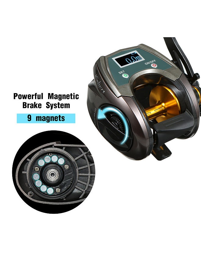 EXBERT - USB Rechargeable Carbon Fiber Baitcasting Reel 9+1BB Fishing Reel with Display High Speed 6.4: 1 Gear Ratio Magnetic Brake   System Baitcaster Reel For Right Hand - Image 1