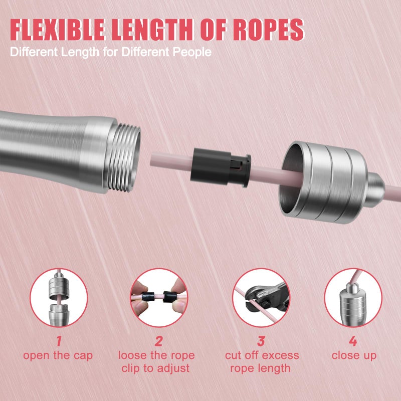 nonogo ð’ð©ðžðžð ð‰ð®ð¦ð© ð‘ð¨ð©ðž ðŸð¨ð« ð…ð¢ð­ð§ðžð¬ð¬ - Skipping Rope for Women Men Exercise with Adjustable Length Jumping Rope and Alloy & Silicone Handles Suitable for Workout Boxing Home Gym - Image 5